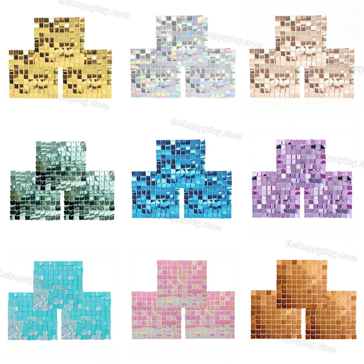 Sequin Fabric Panel - 18-3 قطع من ألواح الخلفية اللامعة