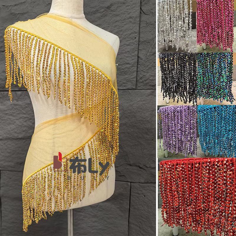 Tassel Fringe Trim - شريط زخرفي مطرز بالخرز والترتر بطول