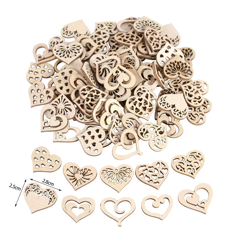 50/100 قطعة نمط القلب المجوف ش - مراجعة Embellishments For Scrapbooking وسعره