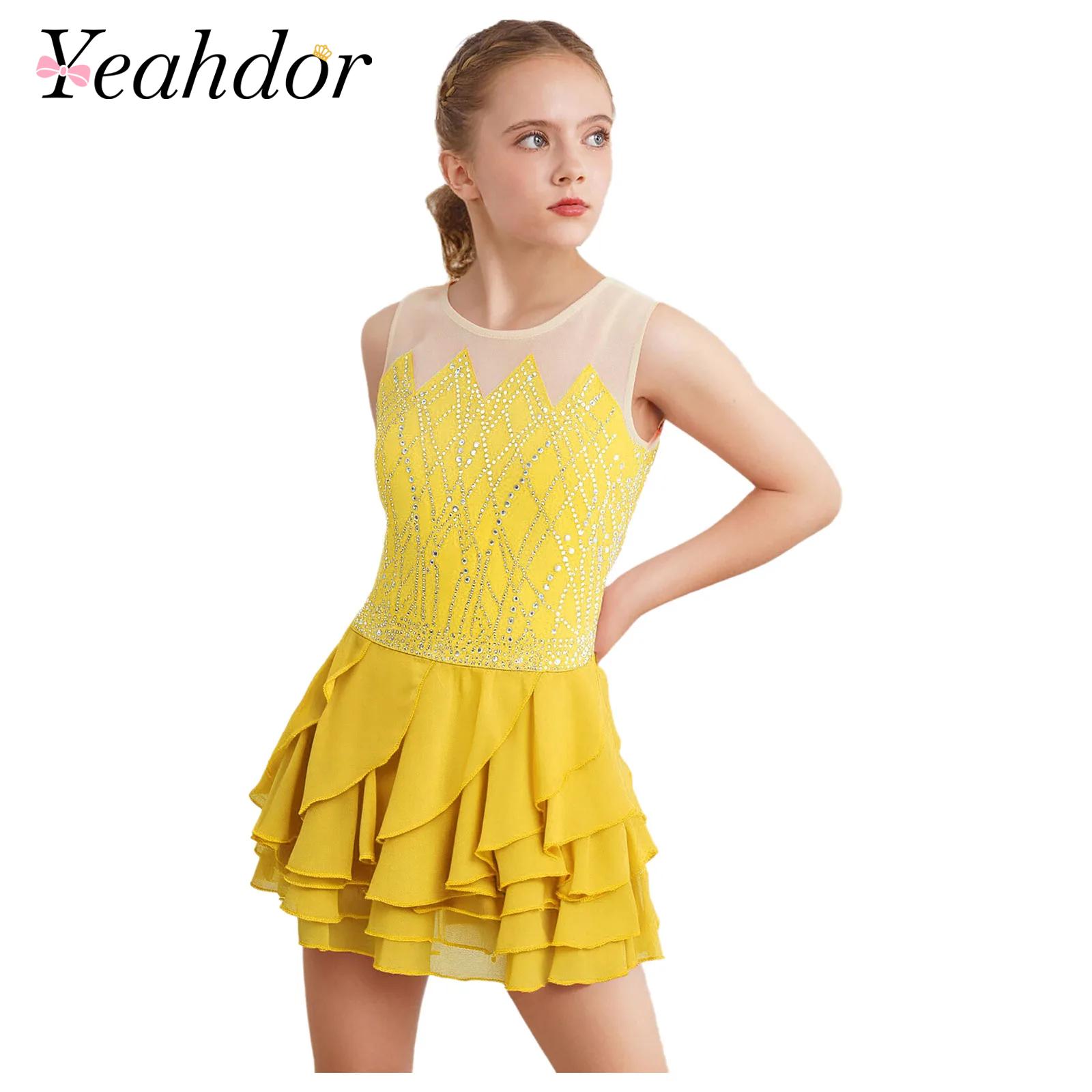 الفتيات شبكة الشكل التزلج فستا - مراجعة Rhinestone Banding Trim وسعره